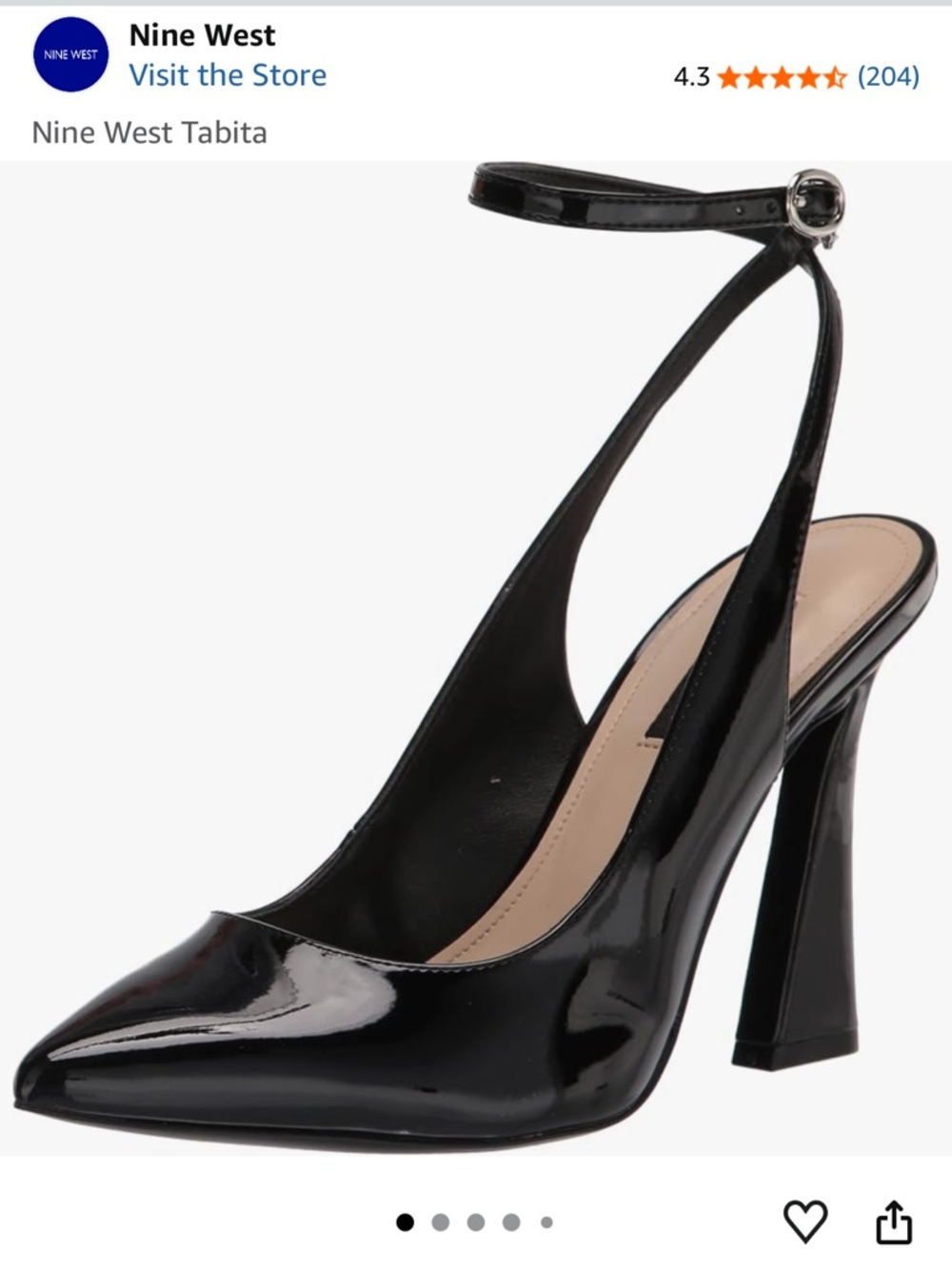 Nine West Black Patent Tabita heel size 7